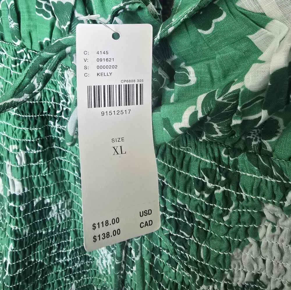 Anthropologie - SMOCKED DROP WAIST Green Dress - XL - Picture 6 of 6